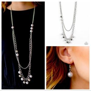 Long Beaded Chain Necklace and Earrings Set